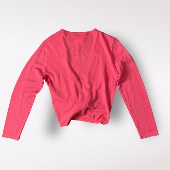 Talbots Pink Coquette Y2K Merino Wool Tie Front Cardigan sweater Size 6 - Picture 3 of 8